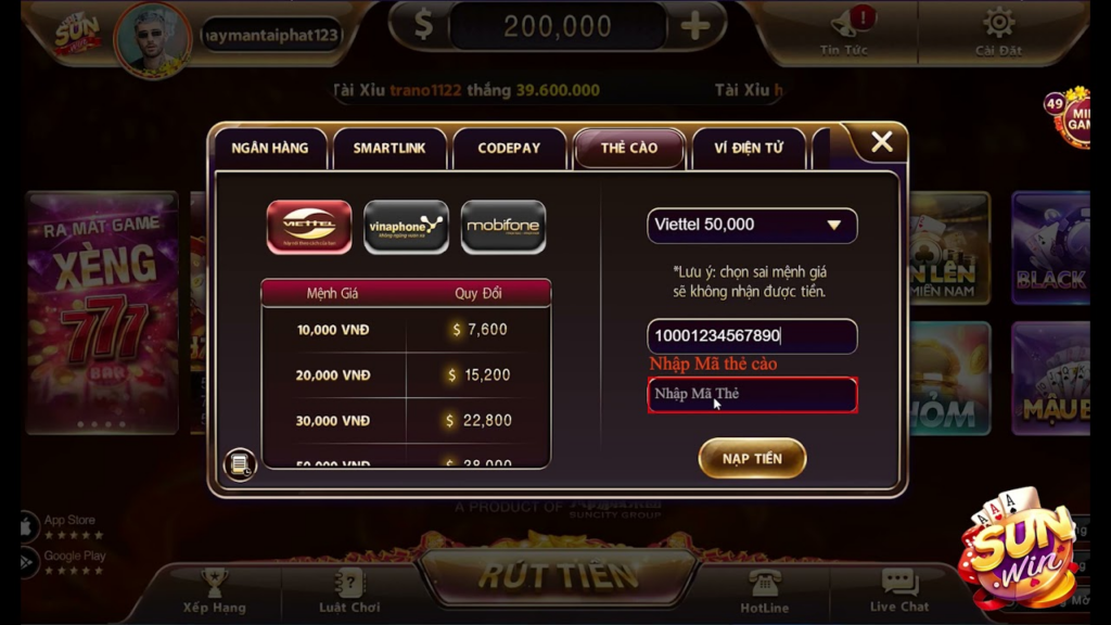 Nạp rút nhanh chóng, đơn giản, không mất phí