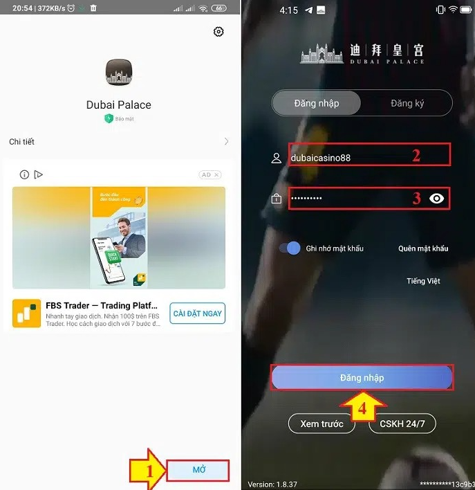 Hoàn tất đăng ký và đăng nhập