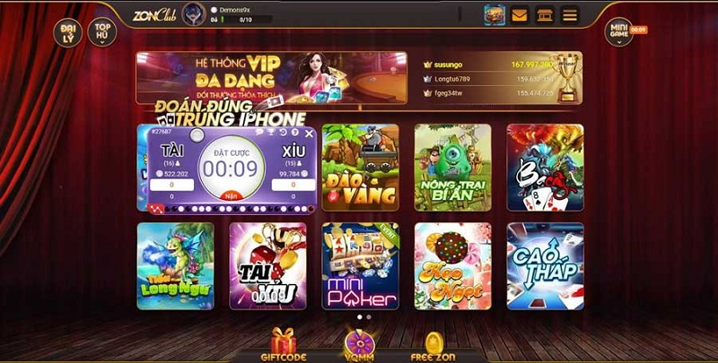 Chơi ngay game bài Zon Club nhận hàng ngàn ưu đãi hot
